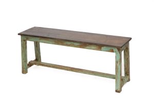 ספסל עץ רטרו טורקיז(ר-122/ע-30/ג-47)